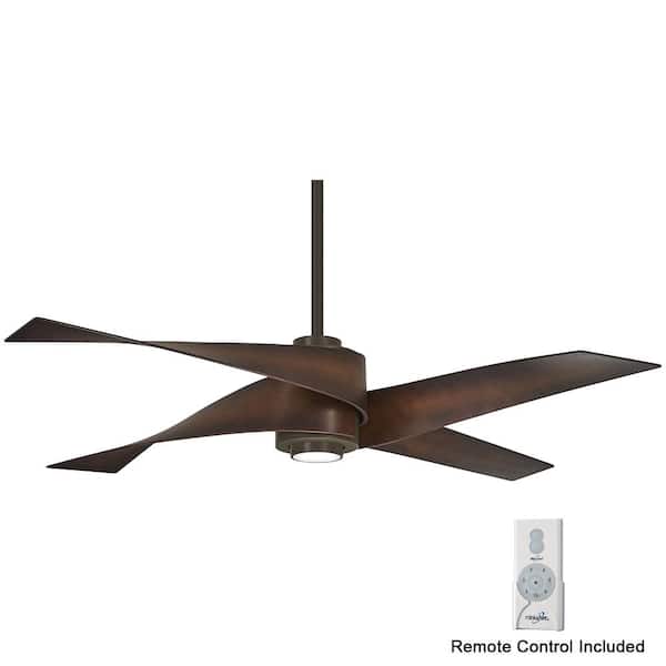 MINKA-AIRE Artemis IV 64 in. Integrated LED Indoor Oil Rubbed Bronze and Toned Tobacco Ceiling Fan with Light with Remote Control
