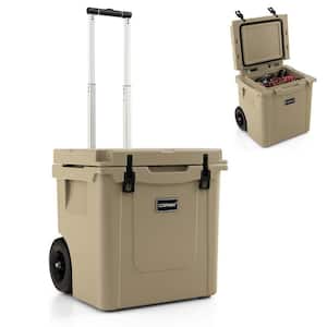 45 Qt. Cooler Towable Ice Chest Cooler with All-Terrain Wheels Leak-Proof for Camping