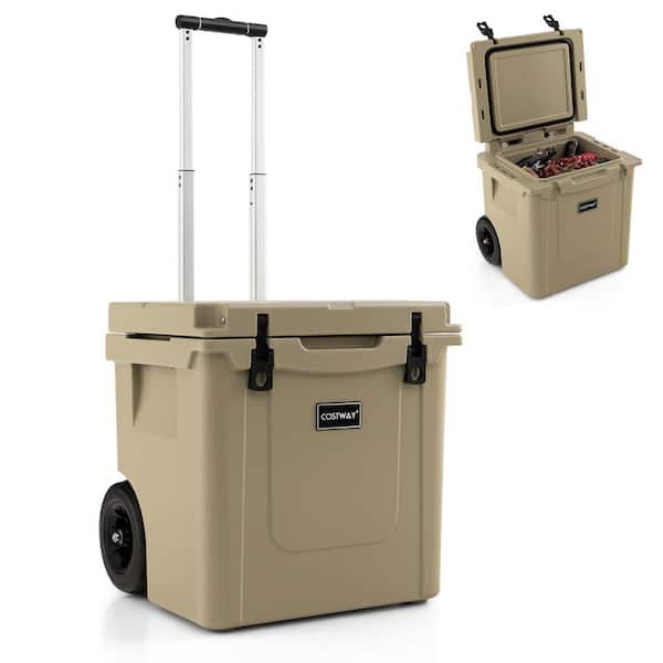 Costway 45 Qt. Cooler Towable Ice Chest Cooler with All-Terrain