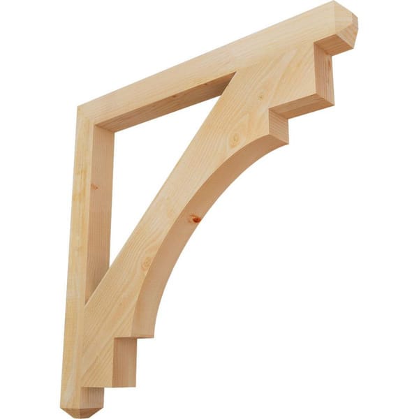 Ekena Millwork 4 in. x 44 in. x 44 in. Douglas Fir Merced Craftsman Rough Sawn Bracket