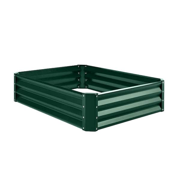 72 in. L x 36 in. W x 12 in. H Dark Green Metal Raised Garden Bed