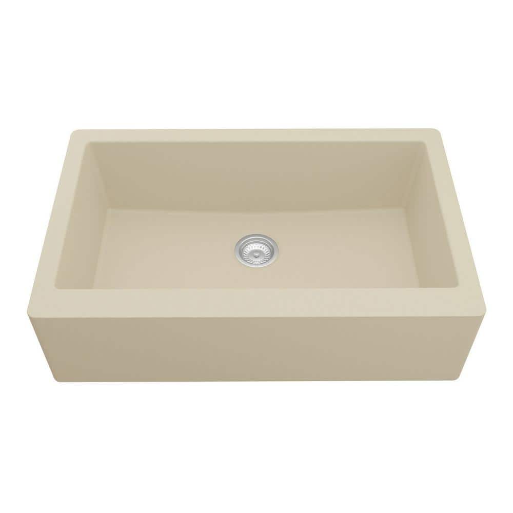 Bisque Quartz Composite Farmhouse Single Bowl Kitchen Sink