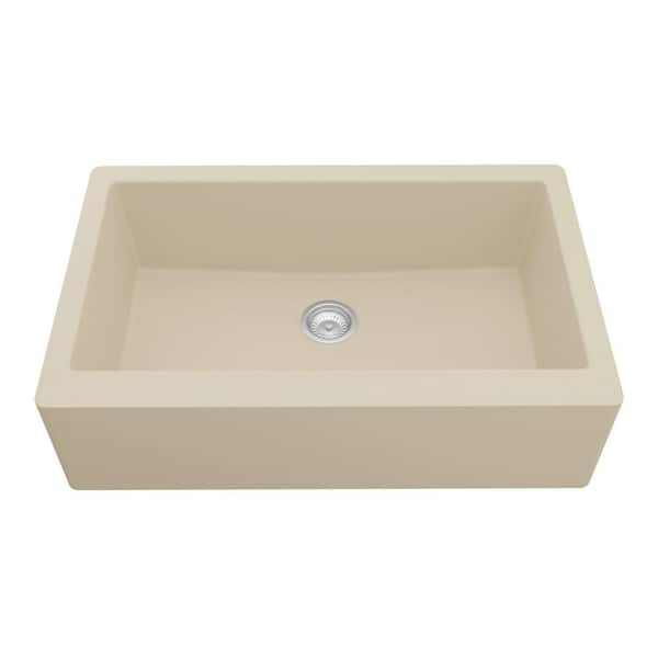 Farmhouse/Apron-Front Quartz/Granite Composite 34 in. Single Bowl Kitchen Sink in Bisque