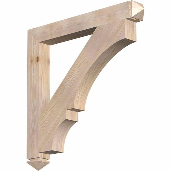 Ekena Millwork 3.5 in. x 32 in. x 32 in. Douglas Fir Balboa Arts and Crafts Smooth Bracket
