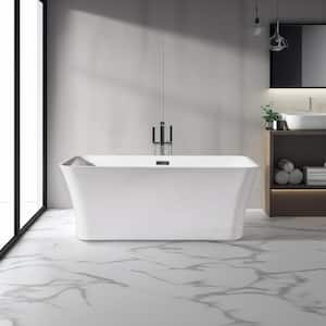 66.9 in. Acrylic Rectangular Flatbottom Not-Whirlpool Bathtub in Glossy White