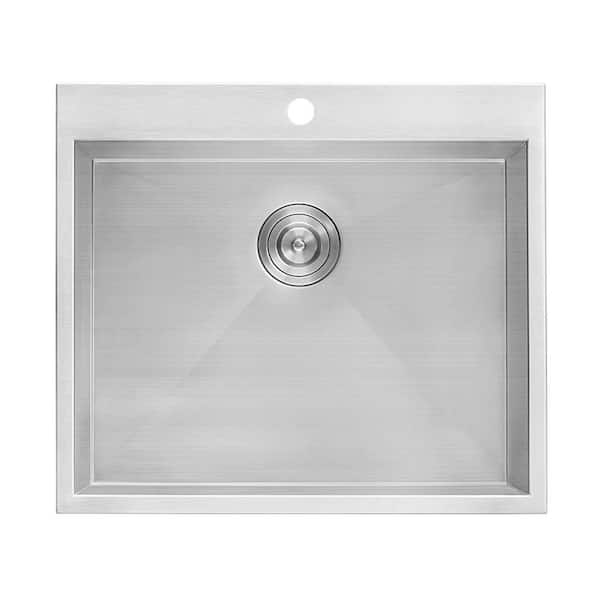 Forma 25 in. Drop-in Topmount Single Bowl 16-Gauge Stainless Steel Laundry Utility Sink with 1 Hole