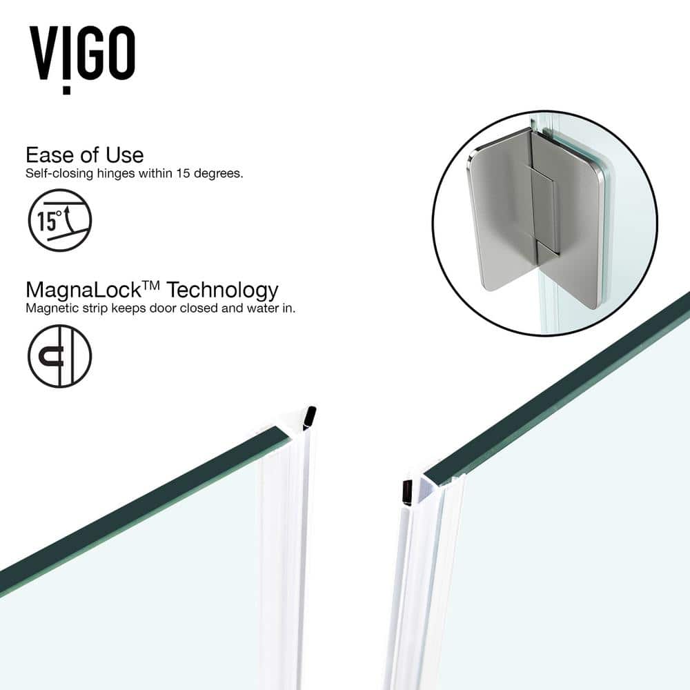 Piedmont Brushed Nickel Frameless Neo-Angle Shower Enclosure with Clear Glass