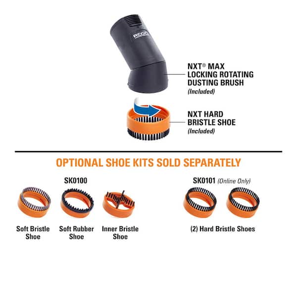 RIDGID - 2-1/2 in. NXT Max Locking Rotating Dusting Brush Accessory Shop Vacuum Attachment for RIDGID NXT Wet Dry Vacs