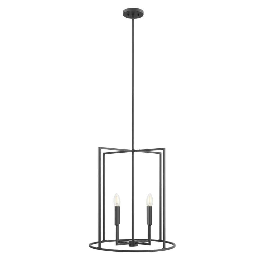 Meridian 19 in. W x 21 in. H 4-Light Matte Black Modern Pendant Light, No Bulbs Included price history on PriceWatchPro