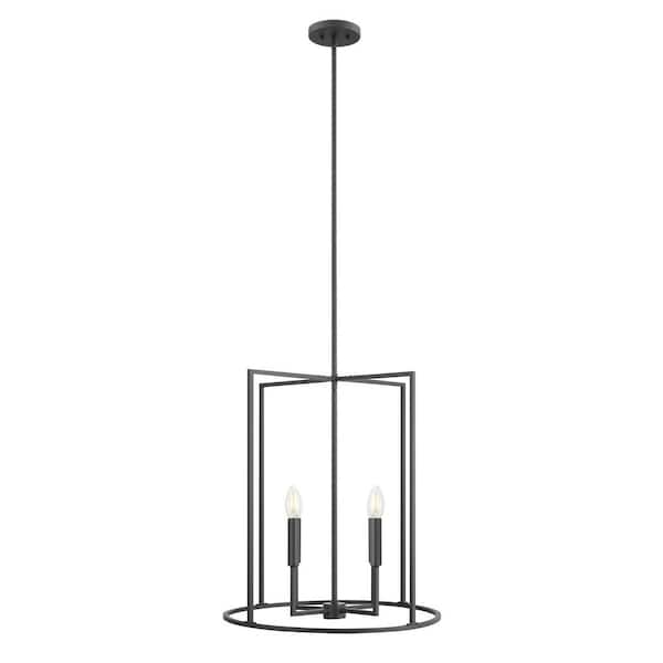 19 in. W x 21 in. H 4-Light Matte Black Modern Pendant Light, No Bulbs Included
