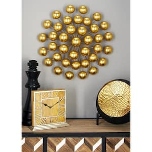 24 in. x  24 in. Metal Gold Starburst Wall Decor with Orb Detailing
