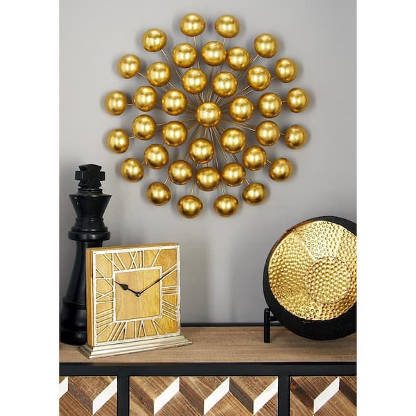 Litton Lane Metal Gold Starburst Wall Decor with Orb Detailing 48632 - The Home  Depot