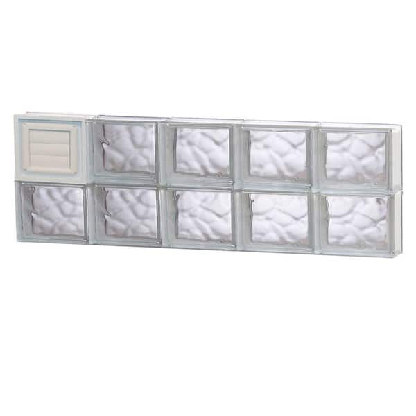 Clearly Secure 38.75 in. x 11.5 in. x 3.125 in. Frameless Wave Pattern Glass Block Window with Dryer Vent