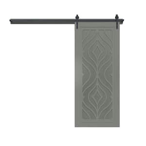 Zaftig Sway 30 in. x 84 in. Dove Wood Sliding Barn Door with Hardware Kit in Black