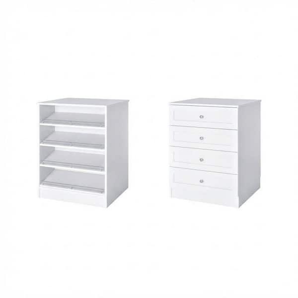 Vista 31.5 in. W White Closet Island Freestanding with Shoe-Shelves and Shaker Drawers 4-Shelf Wood Closet System