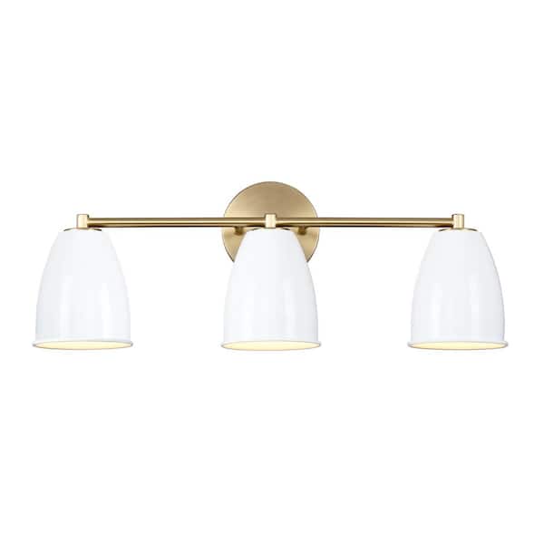 Designers Fountain Biba 24 in. 3-Light Brushed Gold Modern Vanity with Ice Mist Metal Shades