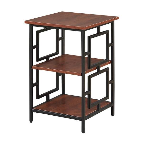 Convenience Concepts Town Square Cherry and Black Metal End Table