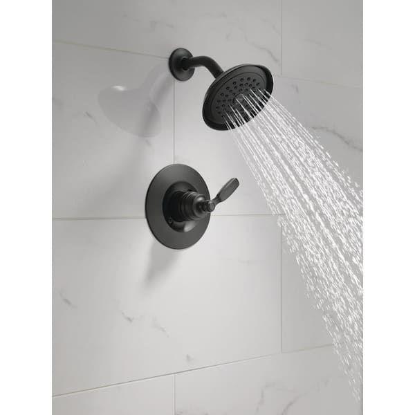 Woodhurst 1-Handle Wall Mount Shower Faucet Trim Kit in Matte Black (Valve Not Included)