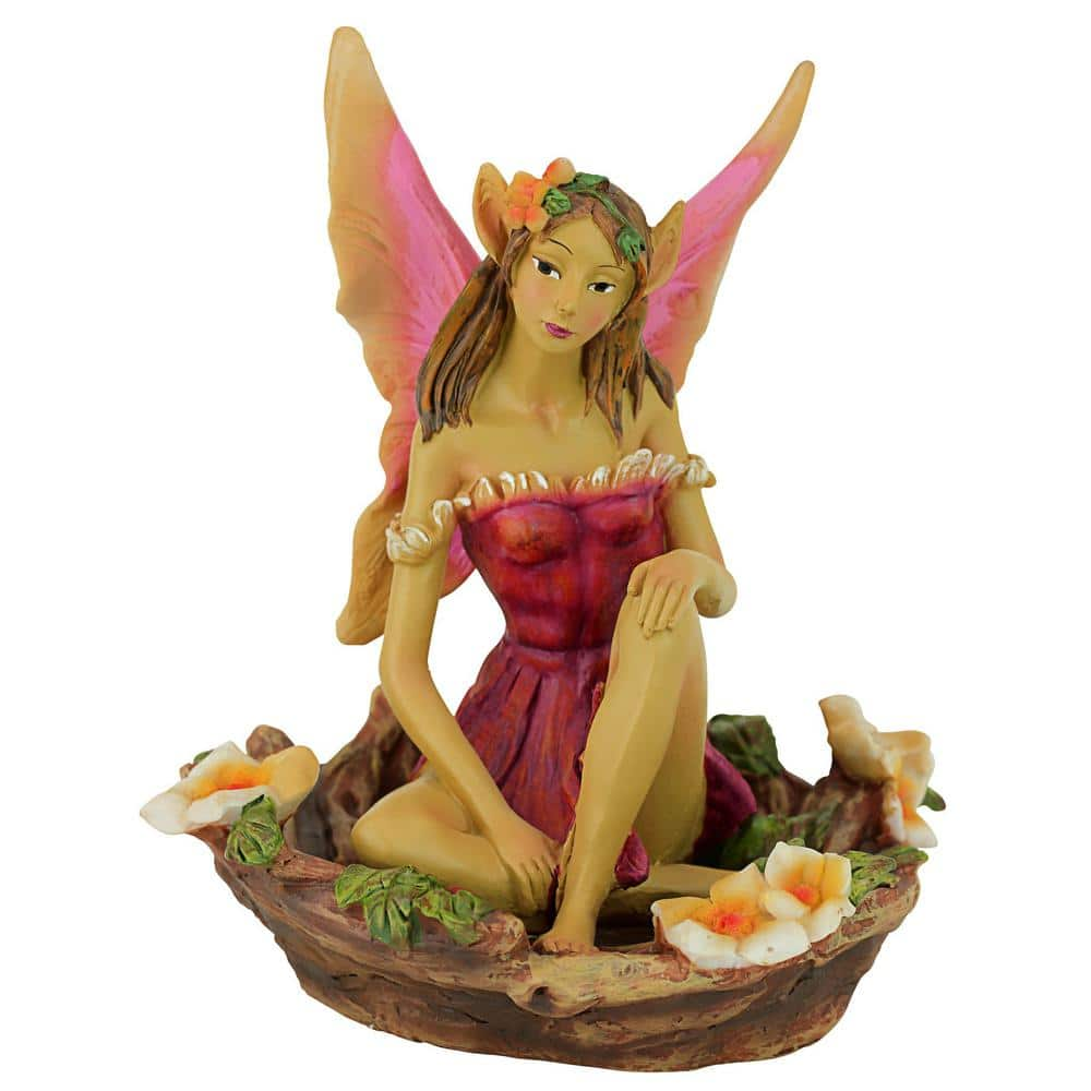 Design Toscano 9 in. H Fairy of Acorn Hollow Red Statue