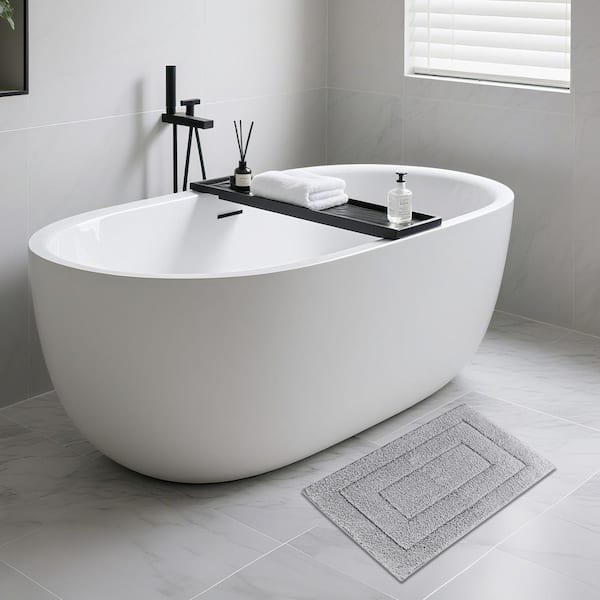 19.69 in. x 31.5 in. Bath Mat Absorbent Soft Microfiber Bathroom Rug with Non-Slip TPR Backing