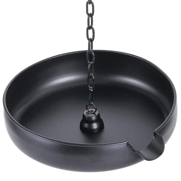 Matte Black Rain Chain Anchoring Basin, Metal Bowl for Rain Chain Downspout Gutters, Heavy Duty Metal, Easy to Install