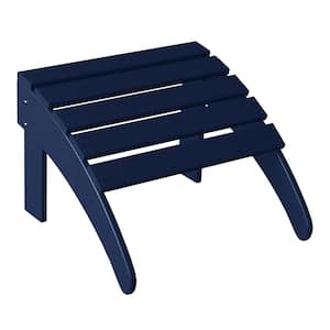 District Navy Blue Plastic Outdoor Adirondack Chair Folding Ottoman