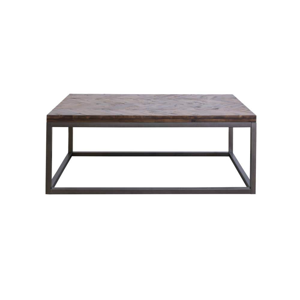 Lorenza Medium Brown Acacia Wood and Steel Rectangular Coffee Table