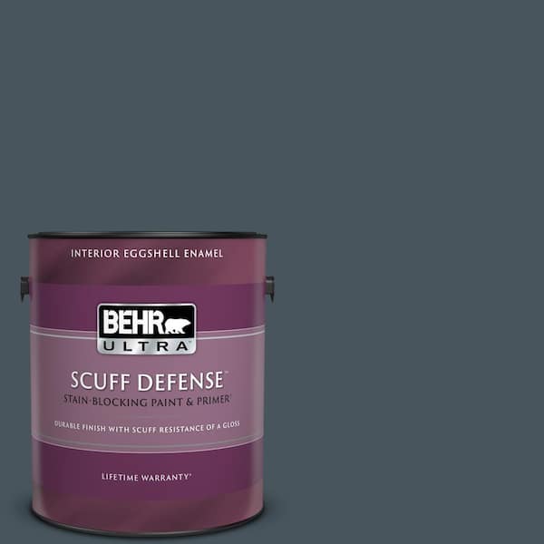BEHR ULTRA 1 gal. #BNC-40 Moody Black Extra Durable Eggshell Enamel Interior Paint & Primer