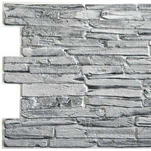 3D Falkirk Retro 1/100 in. x 39 in. x 20 in. Grey Faux Slate PVC Decorative Wall Paneling (10-Pack)