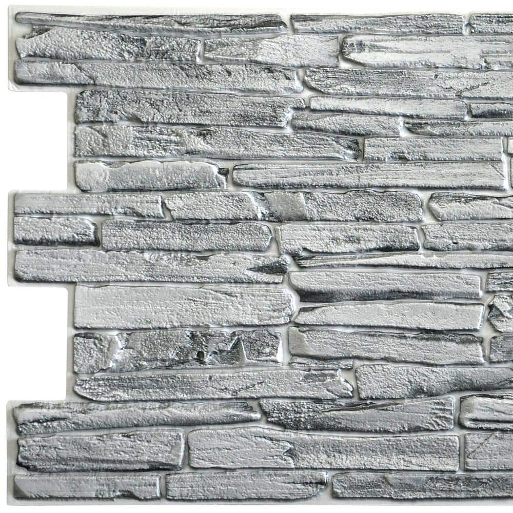 3D Falkirk Retro 10/1000 in. x 39 in. x 20 in. Grey Faux Slate PVC Wall Pan