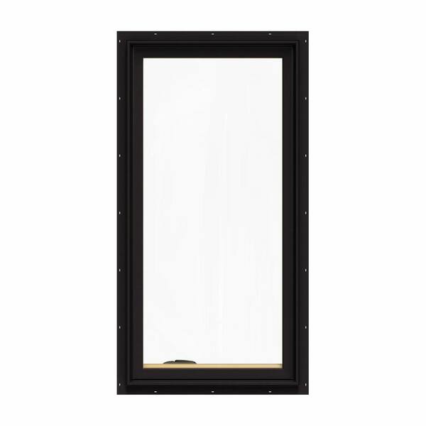 JELD-WEN 24.75 in. x 48.75 in. W-2500 Series Black Painted Clad Wood Left-Handed Casement Window with BetterVue Mesh Screen