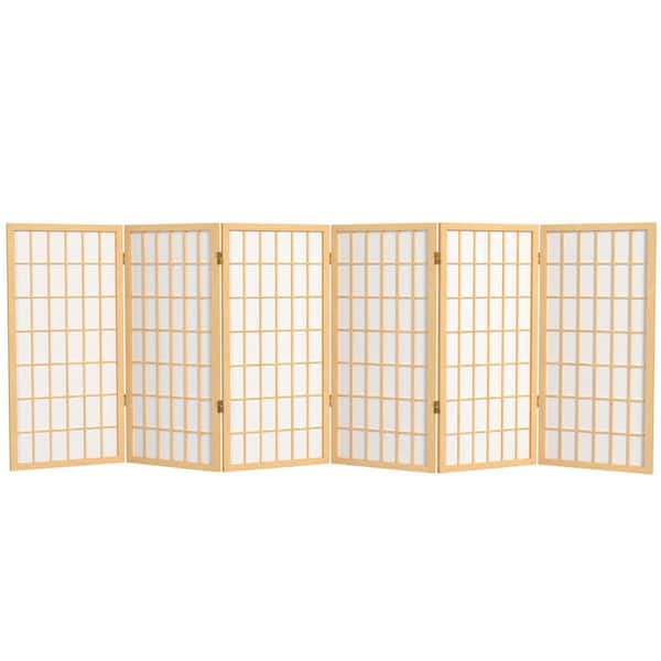 Oriental Furniture 3 ft. Short Window Pane Shoji Screen - Natural - 6 Panels