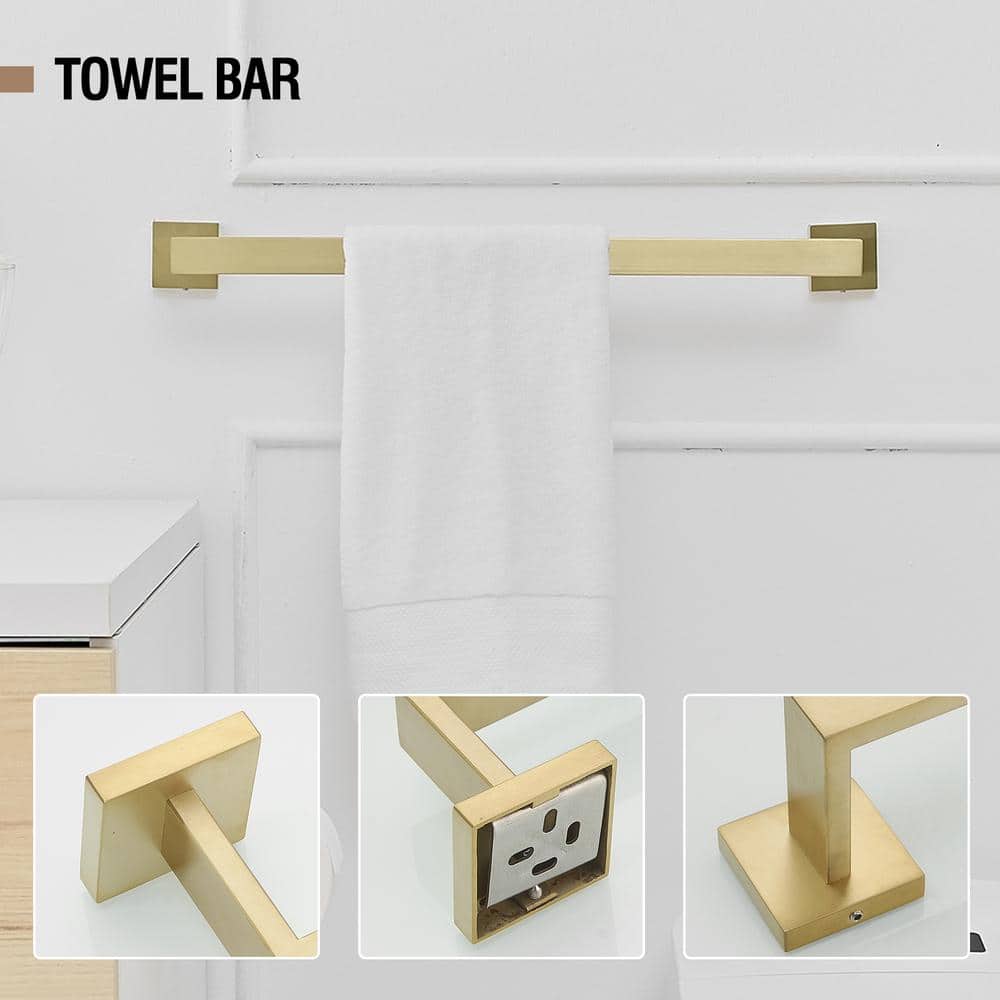Gold Stainless Steel 5-Piece Bathroom Hardware Set