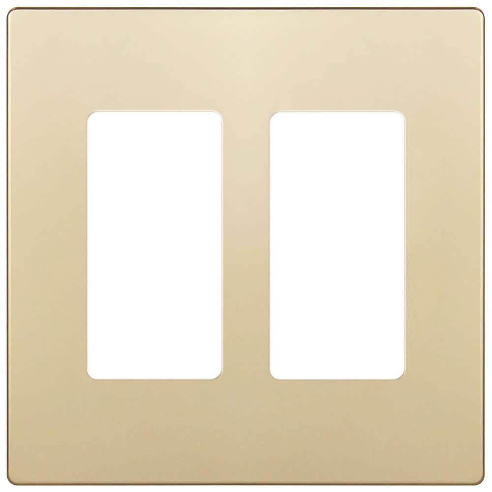 Gold 2-Gang Screwless Decorator Wall Plate