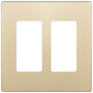 Elite 4.68 in. H x 4.73 in. L, Gold 2-Gang Screwless Decorator Wall Plate