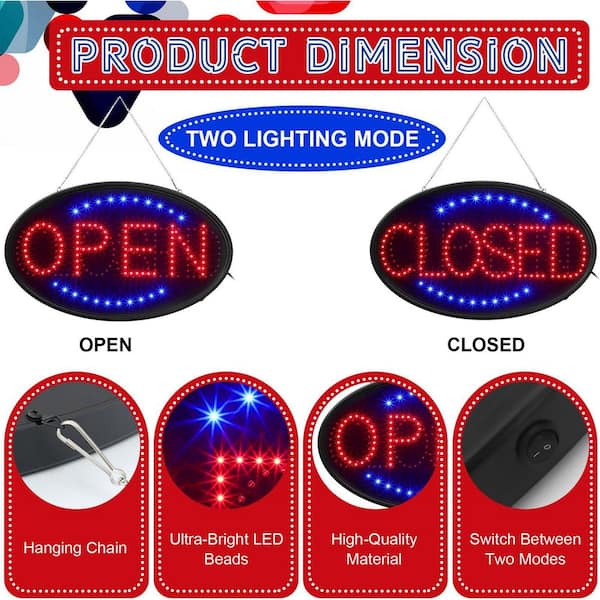 Afoxsos 3-Piece LED Open Closed Sign Set Electronic Neon Display