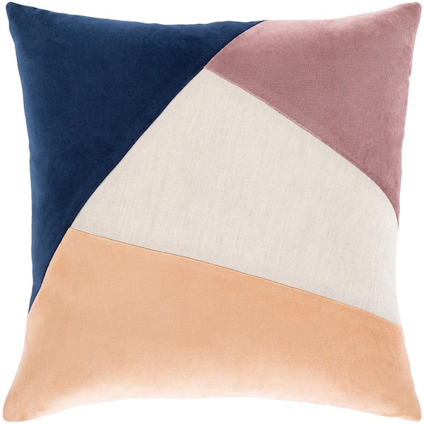 Livabliss Yusri Peach/Multi-Color Down 22 in. x 22 in. Throw Pillow