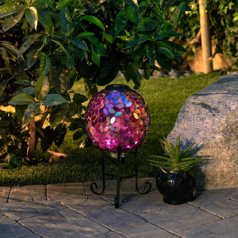 Purple Iridescent Mosaic Glass Gazing Globe, 10" Diameter