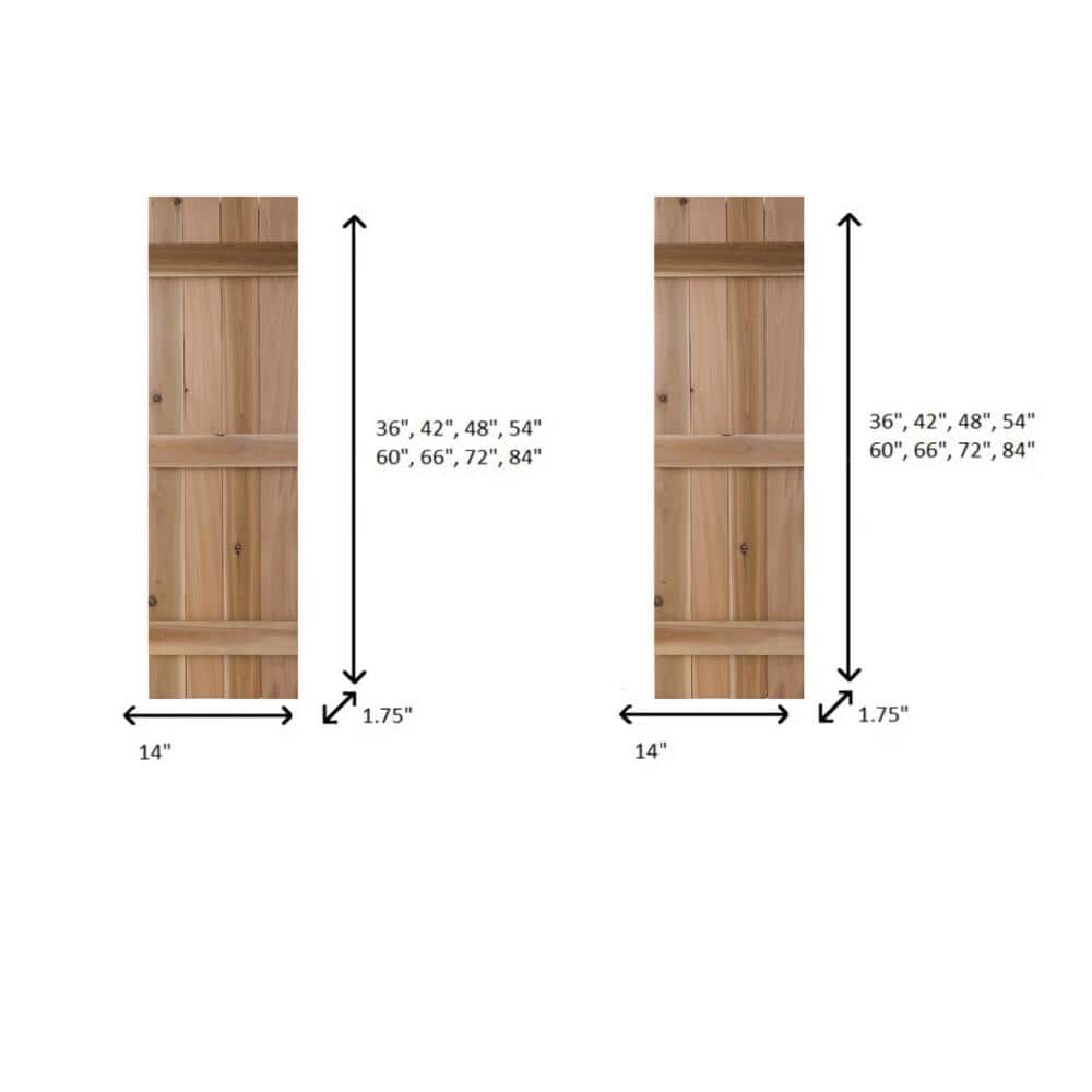 Dirty Blonde Cedar Board and Batten Exterior Shutters, 14x84