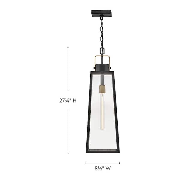LARK - Hugh 27.25 in. 1-Light Black Outdoor Pendant Light