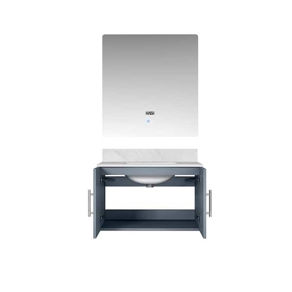 Lexora Geneva 30 in. W x 22 in. D Dark Grey Bath Vanity, Carrara Marble Top and 30 in. LED Mirror
