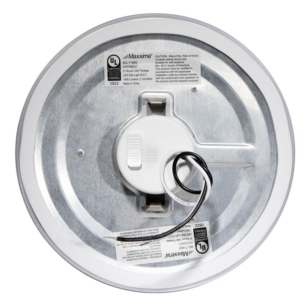8-Inch White Polycarbonate Round LED Ceiling Light