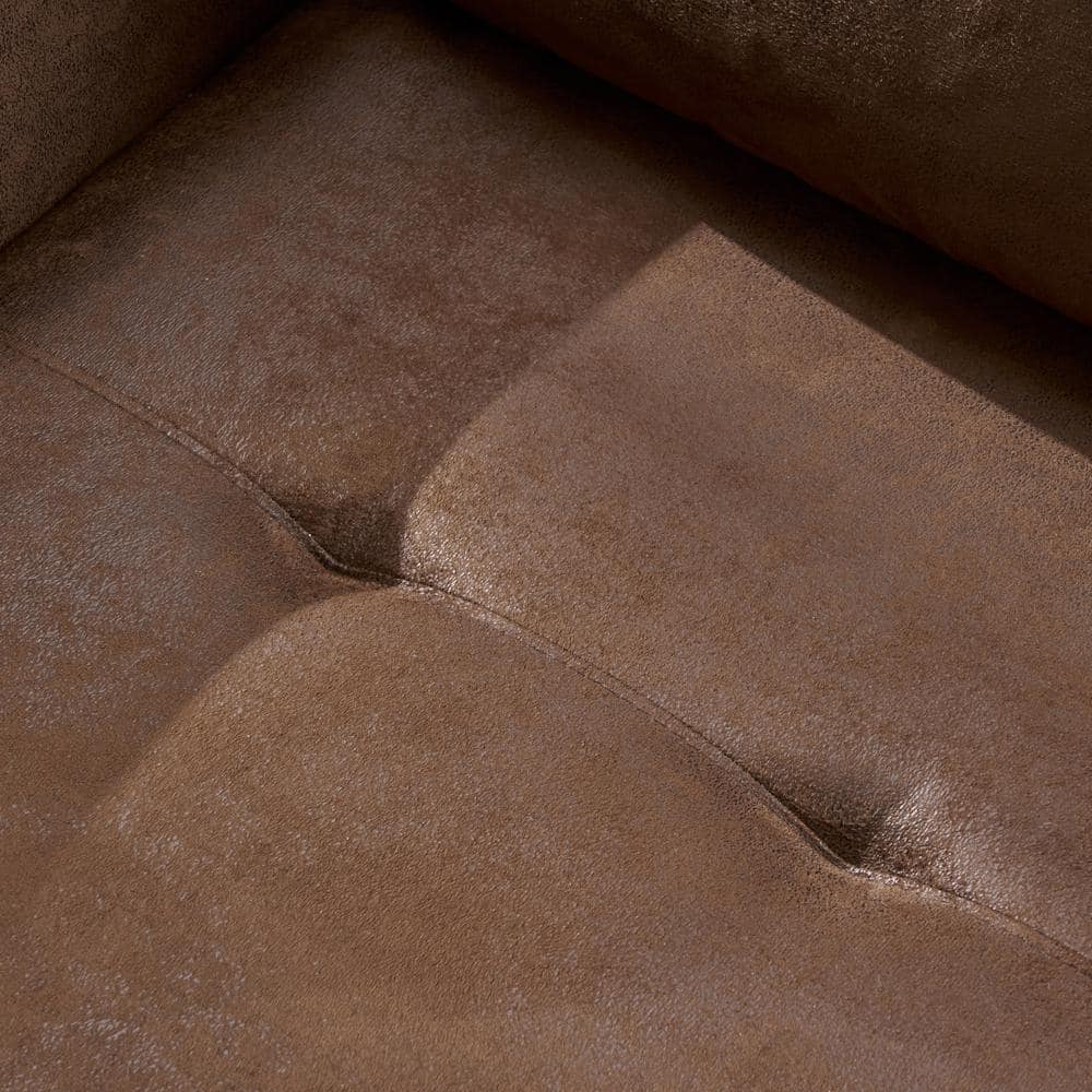 Handcrafted Brown Microfiber Club Chair with Square Arm