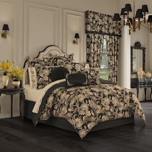 Montecito Black Polyester Queen Comforter Set (4-Piece)