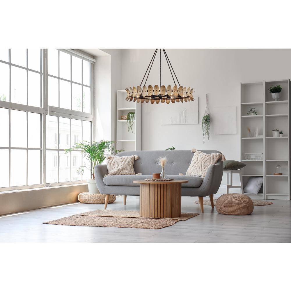 Natural Champagne Mist 8-Light Coconut Shell Chandelier