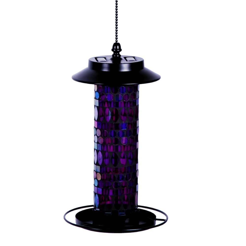 Pyramid Recycled Glass Bird Feeder - Amethyst