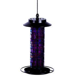 Amethyst Mosaic Solar Bird Tube Seed Feeder