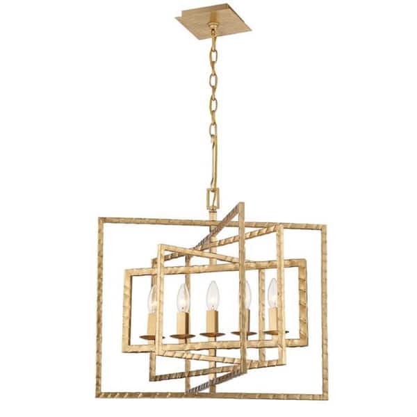 Capri 5- -Light Antique Gold Chandelier