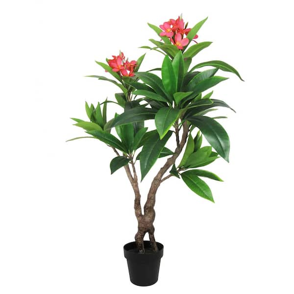 4 ft. Real Touch Fuchsia Artificial Plumeria Tree Tropical Plant in Pot