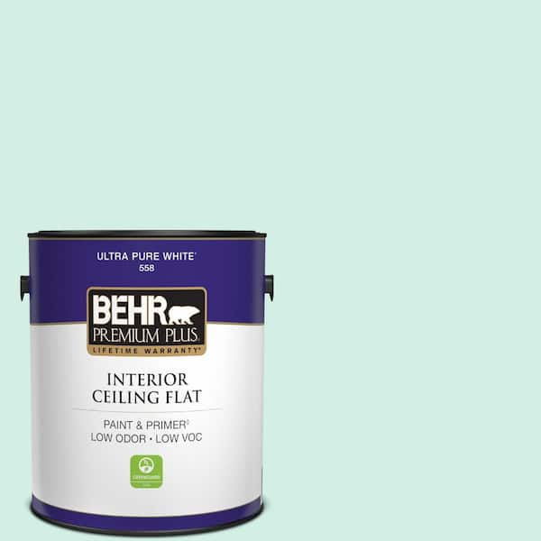 BEHR PREMIUM PLUS 1 gal. #P440-1 Shimmering Pool Ceiling Flat Interior Paint  55801 - The Home Depot